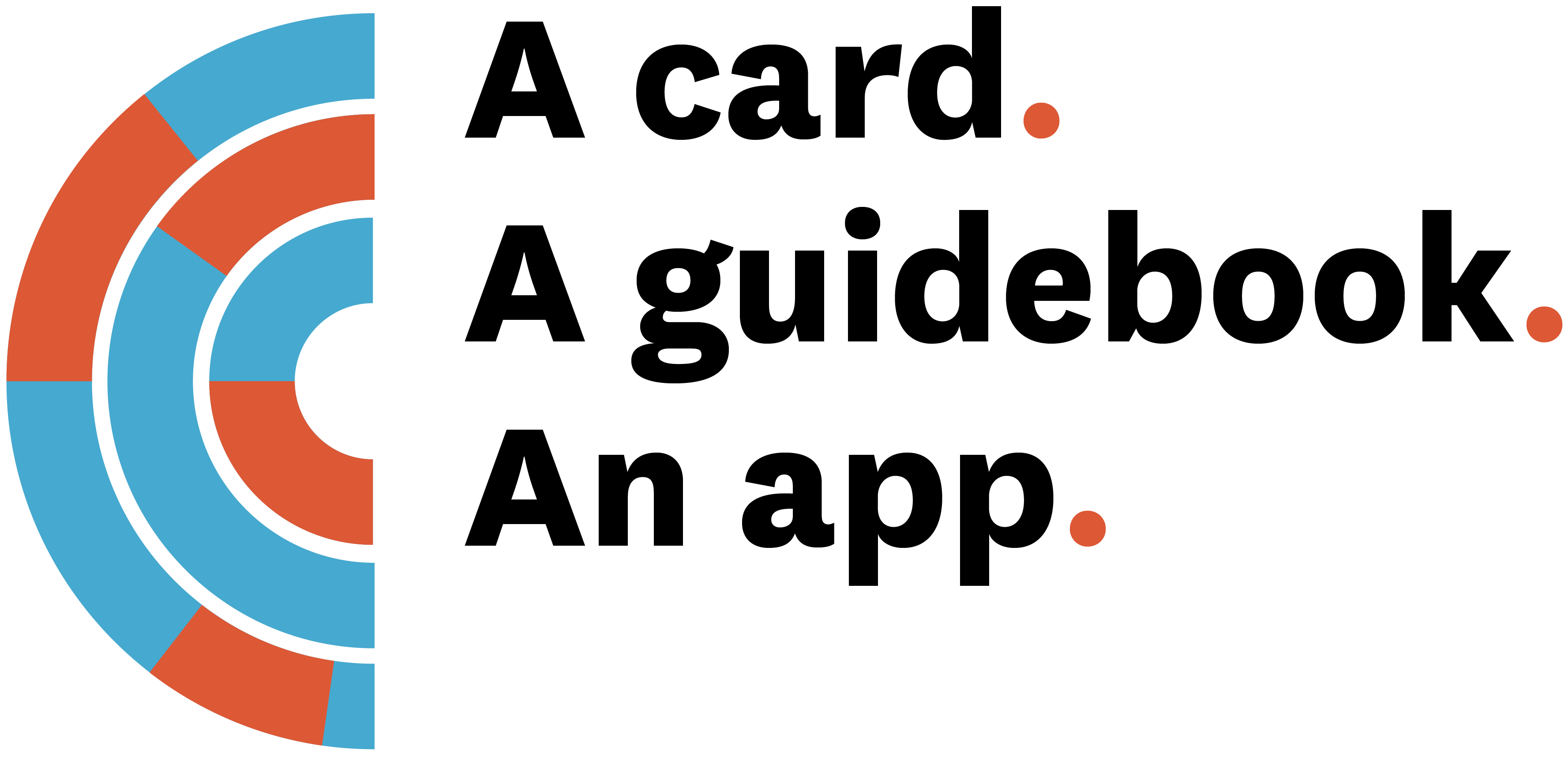 Slogan dos circuitos: um cartão, um guia, uma app — junto do logo dos circuitos