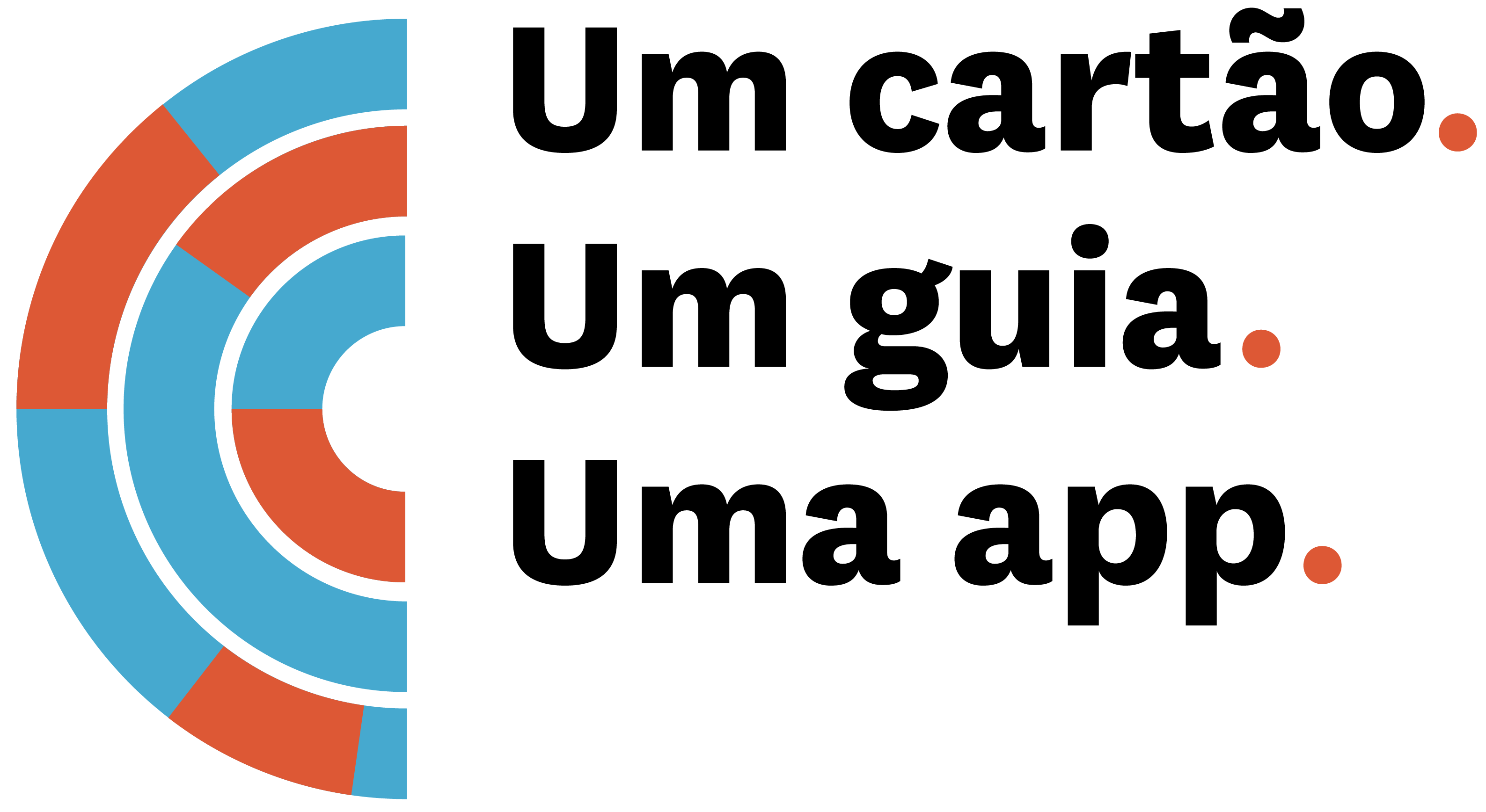 Slogan dos circuitos: um cartão, um guia, uma app — junto do logo dos circuitos